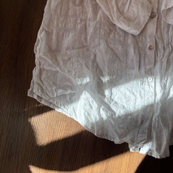 Sigrid Olsen White 100% Linen Button Up Blouse Top Tunic Minimal Lagenlook - Picture 5 of 8